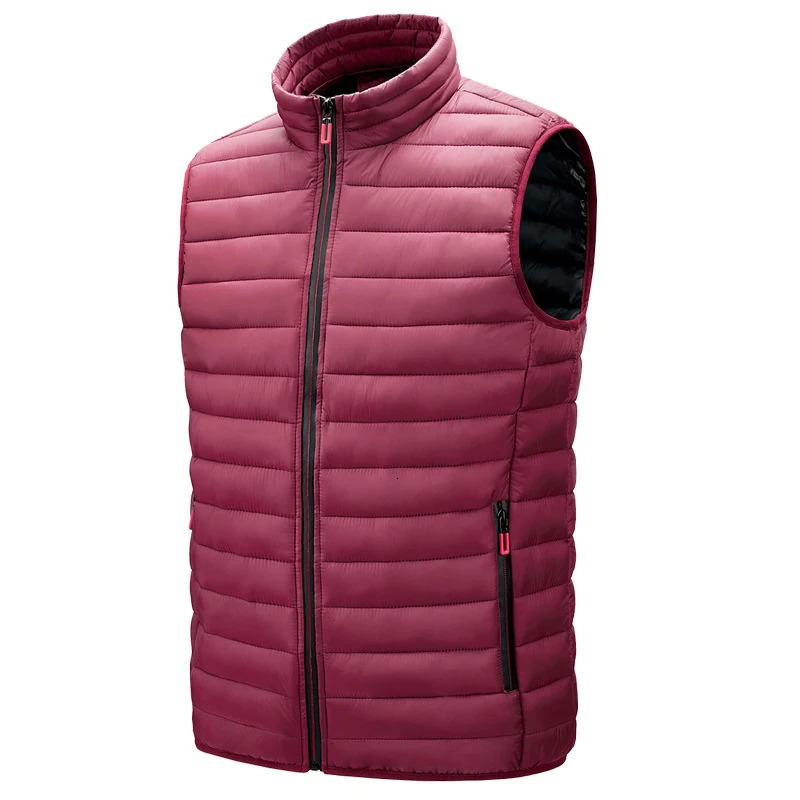 Winter Men Warm Vests Fashion Stand Collor Lightweight Padded Down Waistcoats Cotton Windbreaker Sleeveless Jackets 6XL 250730