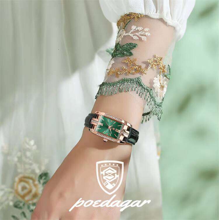 DHgargets POEDAGAR Classic Square Rhinestone P365 Quartz fashion Women's Watch
