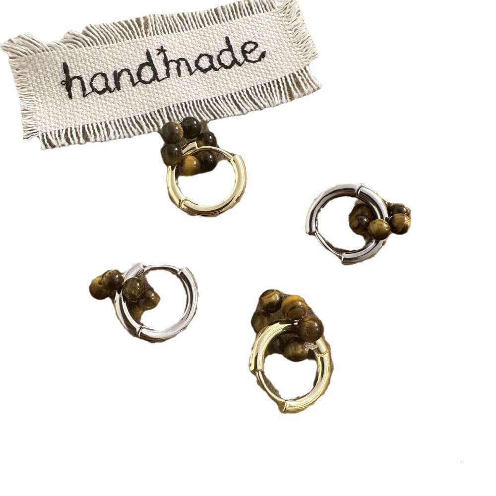 New Beaded Melad Color Hoop for Women Simple Earrings Ins Style Versatile Fashionable Elegant Gentle Ear Accessories da6