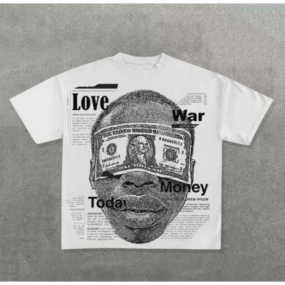 2025 LOVE Coin Trendy Brand New Printed T-Shirt Gothic High Street Short Sleeve Versatile Crew Neck Top