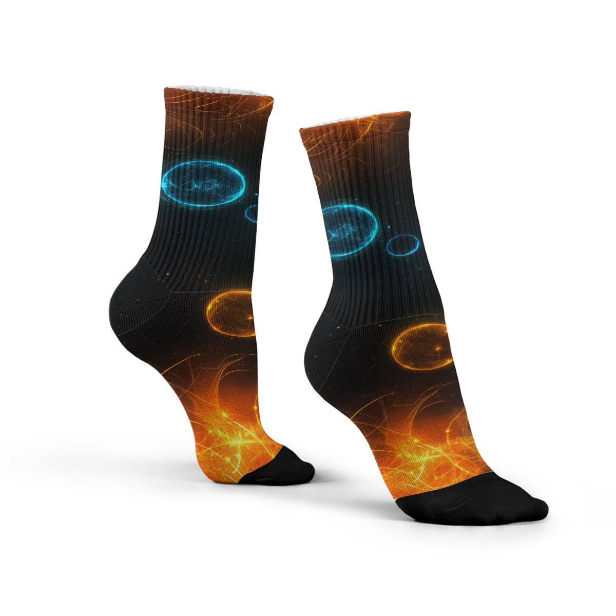 Space Themed Glowing Circles Print Blend Unisex Tube Designer Socks C101