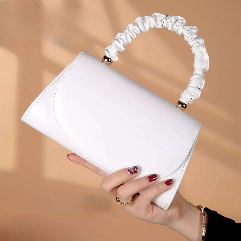 Women Top-handle White Leather Bride Handbags Purse Designer Evening Bags Party Handbag Wedding Clutch Wallet Shoulder Bag