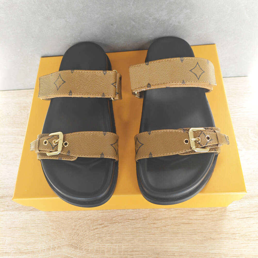Louiselies Sandals L Slies Designer Lvly Sandals Slippers Brown Slides Summer Flats Real Leather Platform Shoes Ladies Beach Effortlessly Stylish Slides Aea