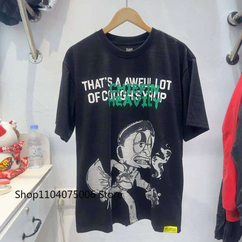 That's A Awful Lot of Cough Syrup Print Men's T-Shirt Comfortable Summer Casual Short Sleeve Top Cartoon Streetwear