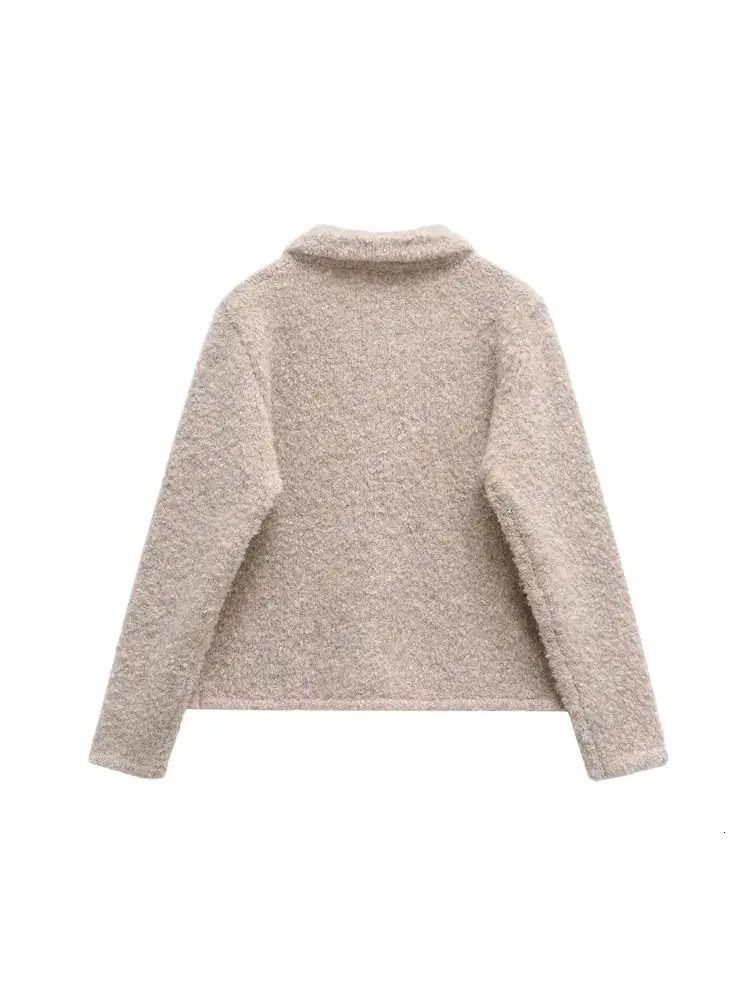 TRZA Womens Floral Button Knit Cardigan Sweater Lapel Collar Long Sleeve Chic Outerwear Fashion Top 250730