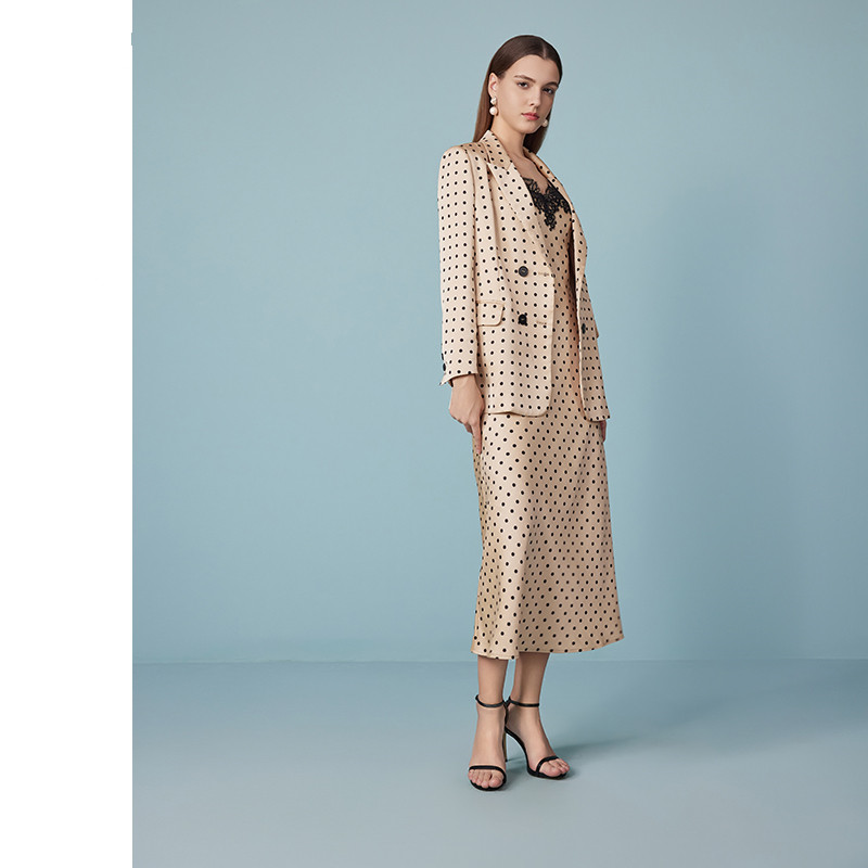 2025 Summer New Arrival Mid-Length Temperament All-match Jacket Polka Dot Long Sleeve Senior Suit Women 6112326
