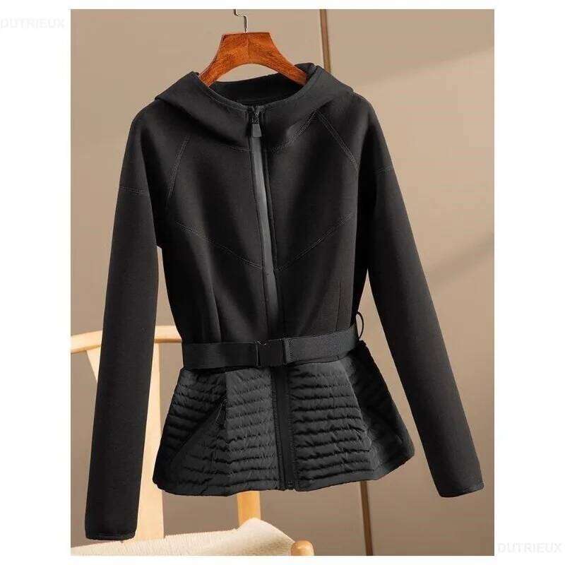 Designer Clothing Cotton Down Lotus Leaf Hem Winter Jacket Women Patchwork Parkas Hooded Tops Hoodies Chaquetas Para Mujer Vintage Coat Fashion
