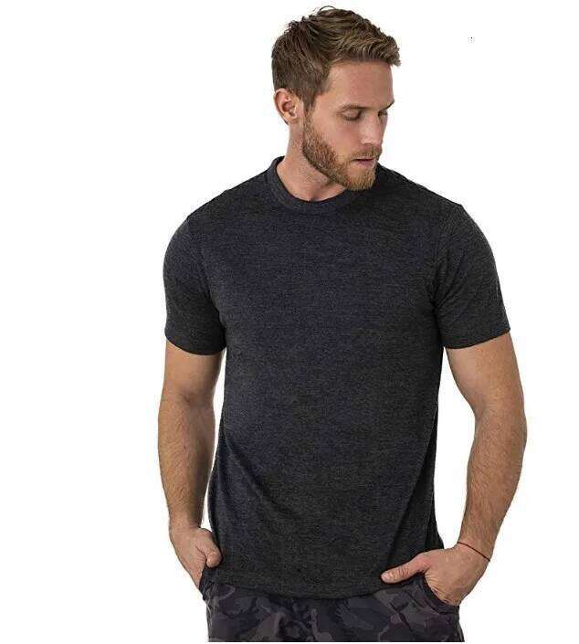 100% Merino Wool T Shirt Men's Base Layer Tee Men 180 GSM Wicking Breathable Quick Dry Anti-Odor Hiking Shirts
