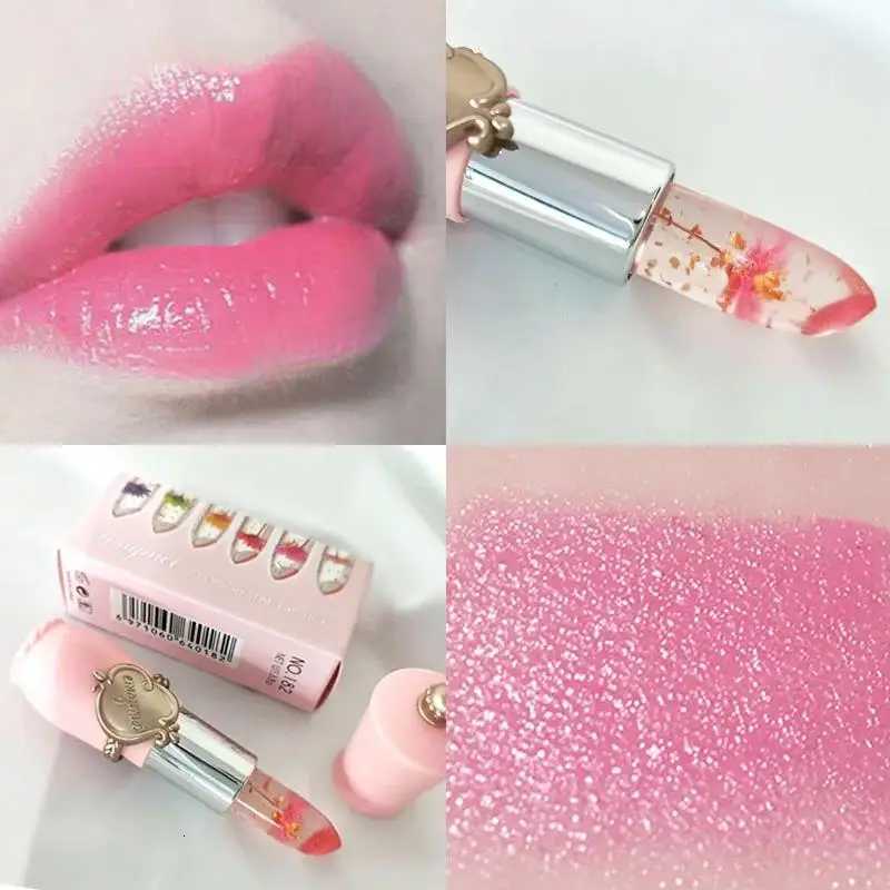 6pcs Crystal Clear Jelly Lip Gloss Set Long Lasting Moisturizing Color Changing Lipstick Pink Flower Cosmetic Kit G250729