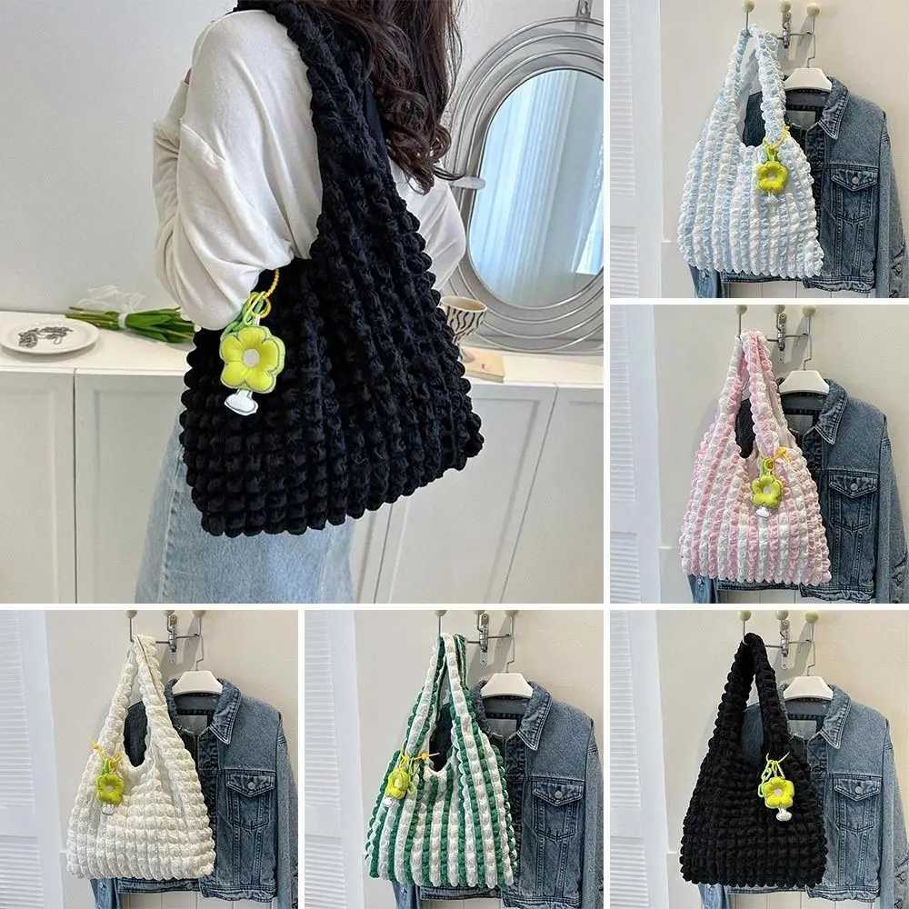 100% Cotton Large Capacity Shoulder Bags Women Tote Bags Underarm Bags Casual Shopping Handbags (Pendants not included) Y250730