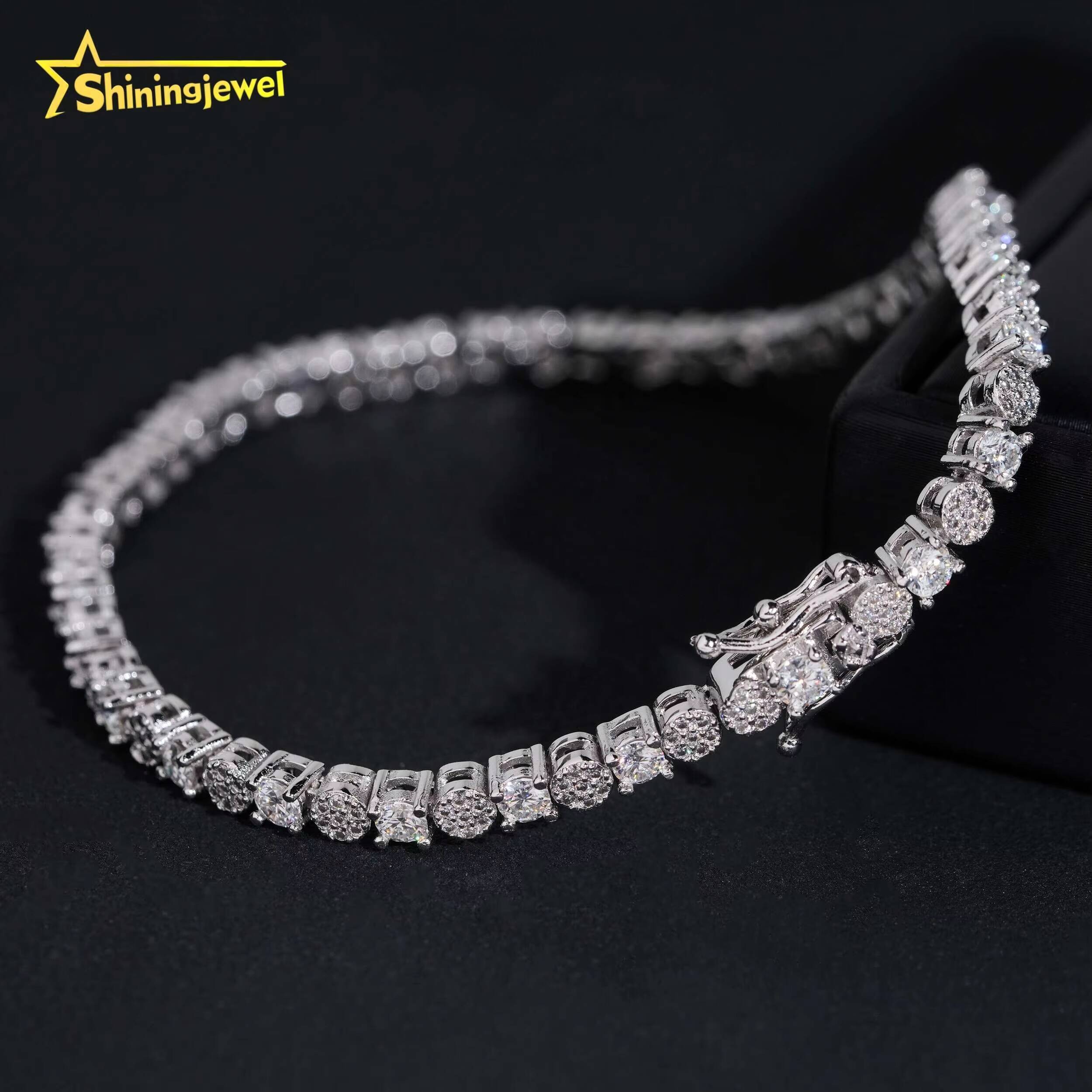Unique Iced Out Elegant Moissanite Jewelry Hip Hop High Quality 3.8mm S925 Tennis Bracelet