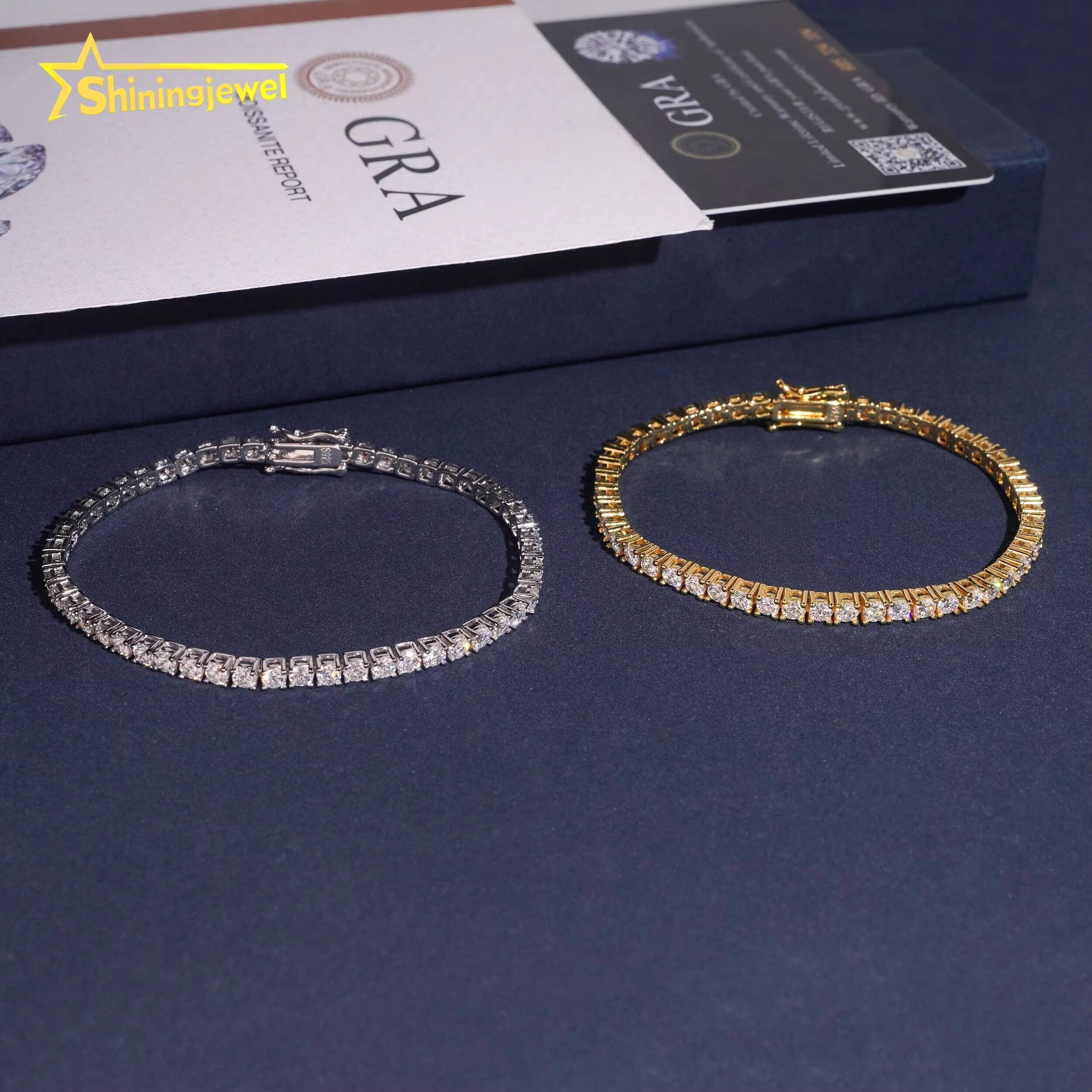 USA Warehouse Fast Shipping Pass Diamond Tester GRA Certified Hip Hop Jewelry Iced Out VVS Moissanite Tennis Chain Necklace