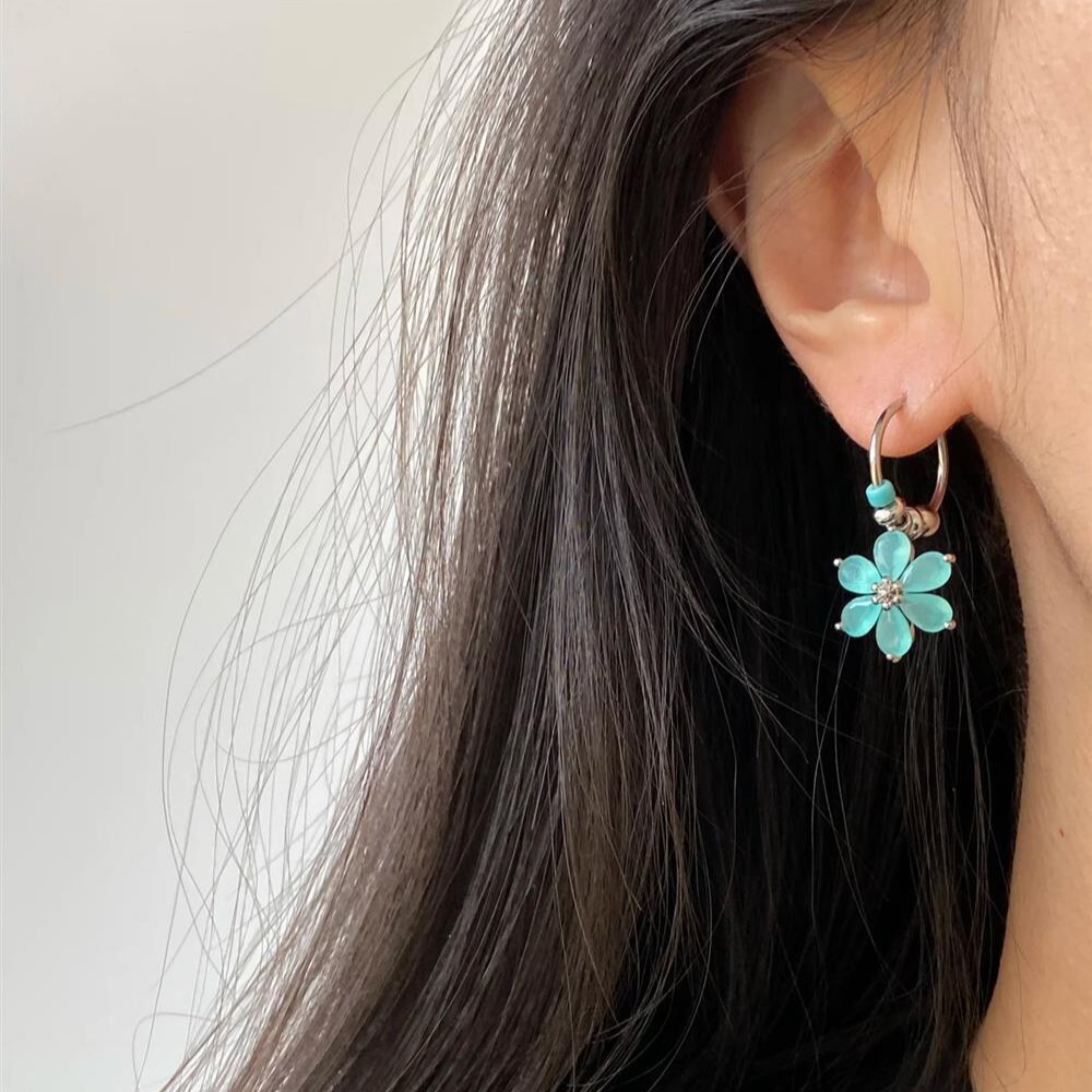 Crystal Flower Pendant Forest Style Fresh Fashion Niche Design Sense Light High-end Earrings for Women