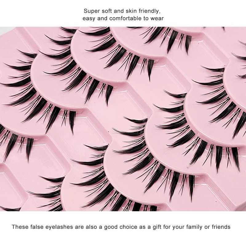10 Pairs Natural Lashes Manga Full Strip Lashes Makeup Bulk Wholesale Dropshipping Eyelash Extension Lashes Anime False Eyelashes Z250730