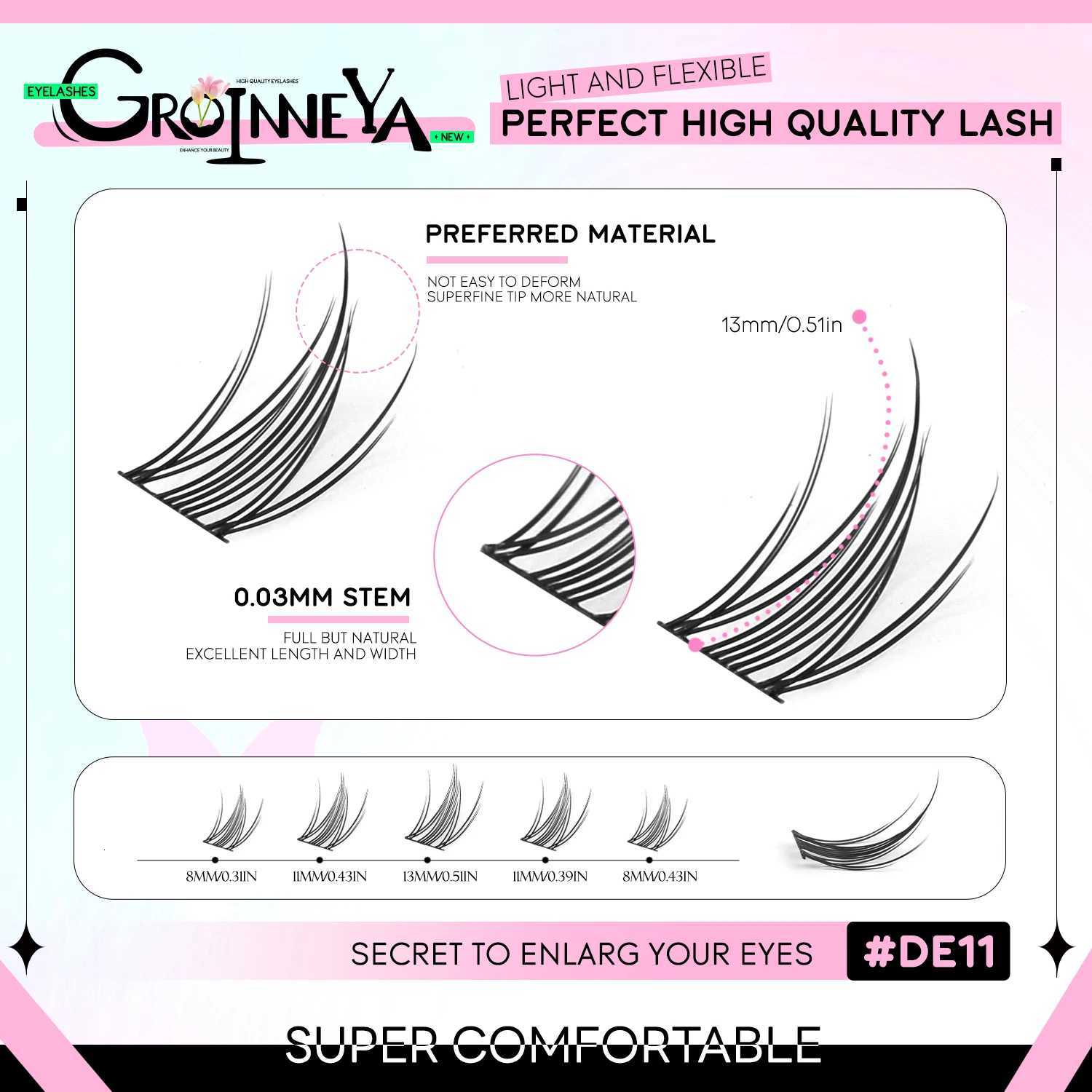 Groinneya Diy Lash Clusters Manga Eyelashes Multi Styles Natural Look Natural False Eyelashes Extension Professional Makeup Z250730