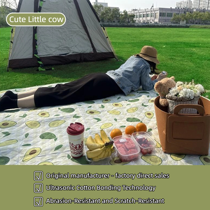 Outdoor moisture-proof mat, thickened picnic mat, camping outdoor waterproof lawn tent, portable floor mat, outdoor beach canvas Cute Little cow