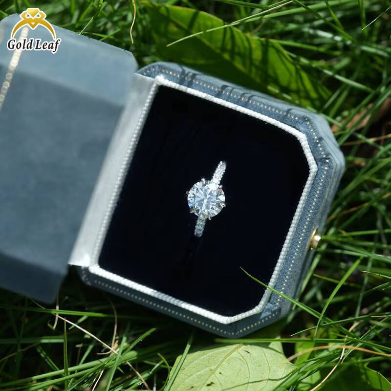 Goldleaf Custom Jewelry IGI Certificate 14k 18k White Gold D VVS Round Cut Ring of Fine Lab Grown Diamond Ring