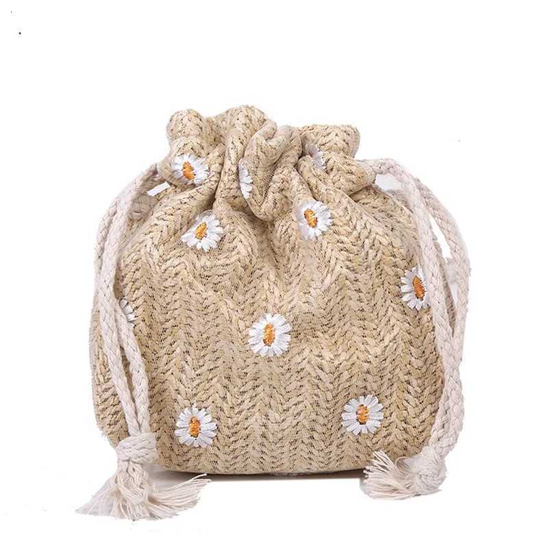 Straw Weave Bucket Bags Rattan Women Summer Beach Shoulder Bags Handbags Totes Casual Handbags Small Shoulder Bag Y250729