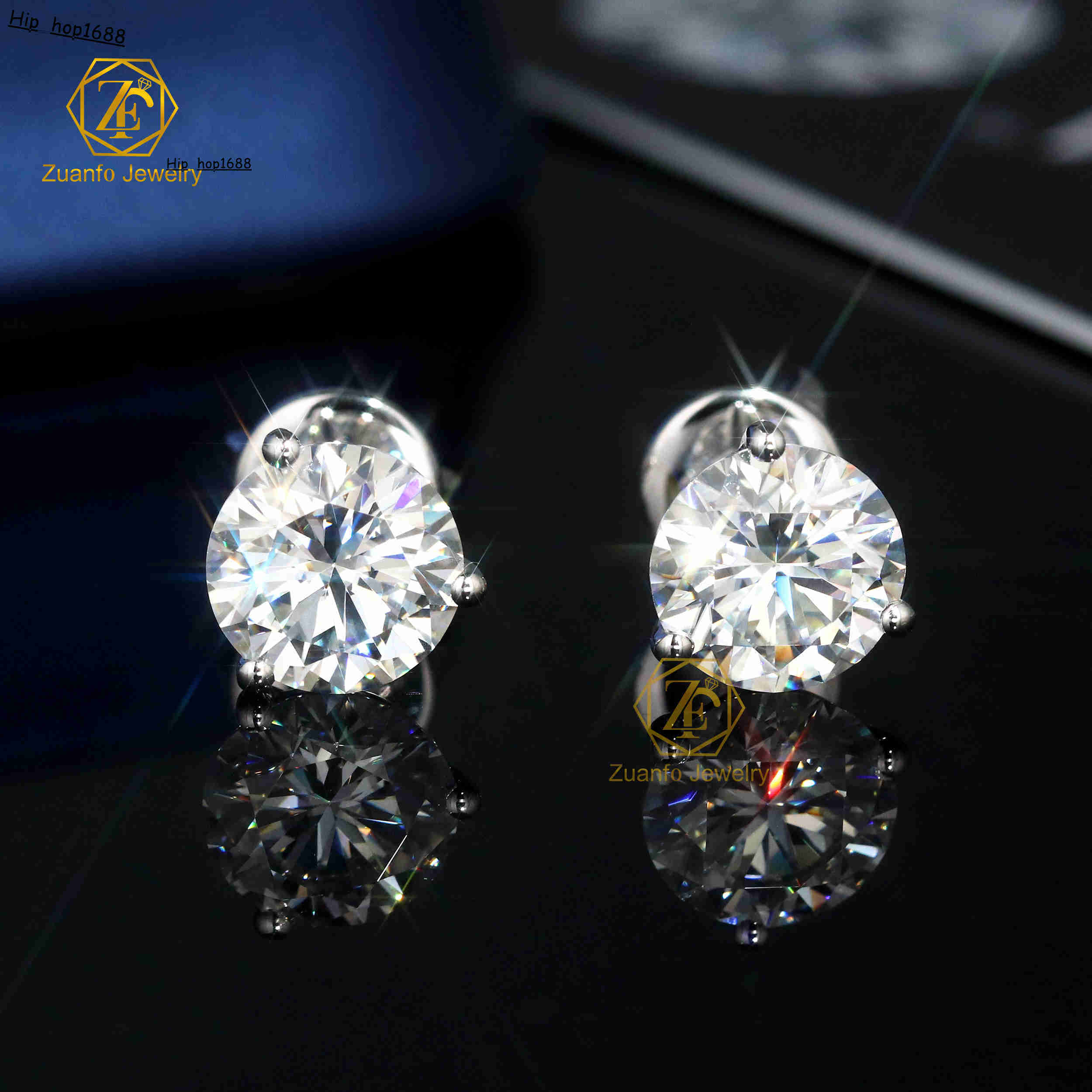 IGI Certified 14k/18k Solid Gold Lab Grown Diamond Earrings Luxury Jewelry with 3 Prong Push Back Studs HPHT CVD Lab Diamond
