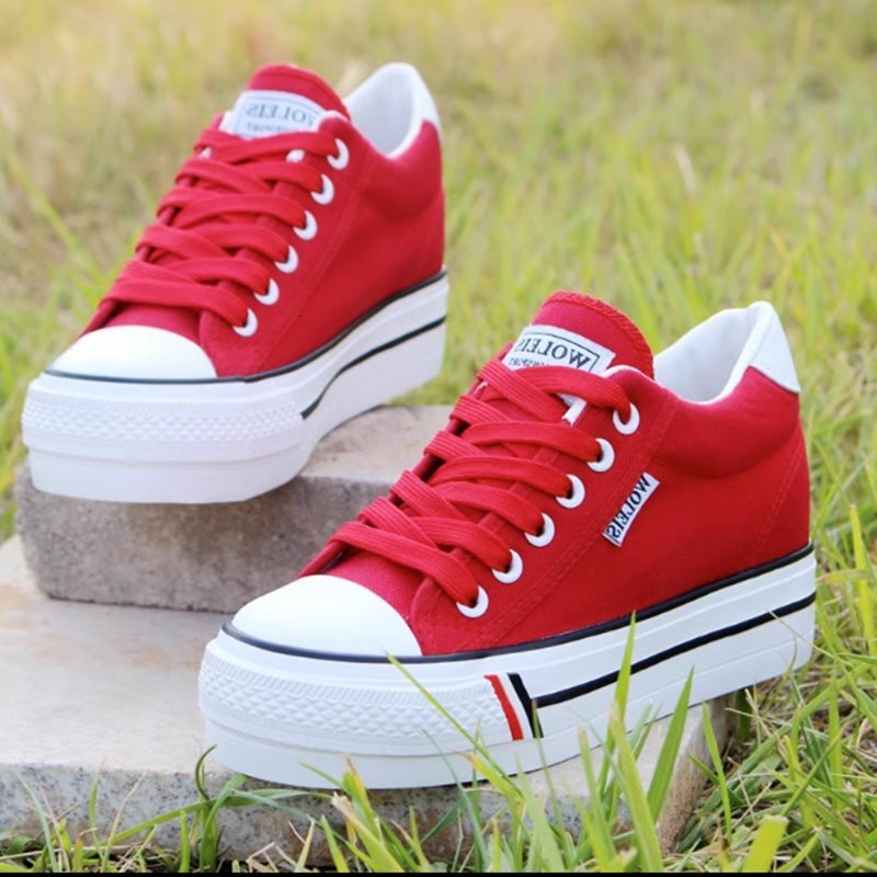 2025 New Korean Style Versatile Women's Canvas Shoes, Student Lace-up Thick Sole Height-increasing Spring Casual Breathable Sneakers ddmysaturn