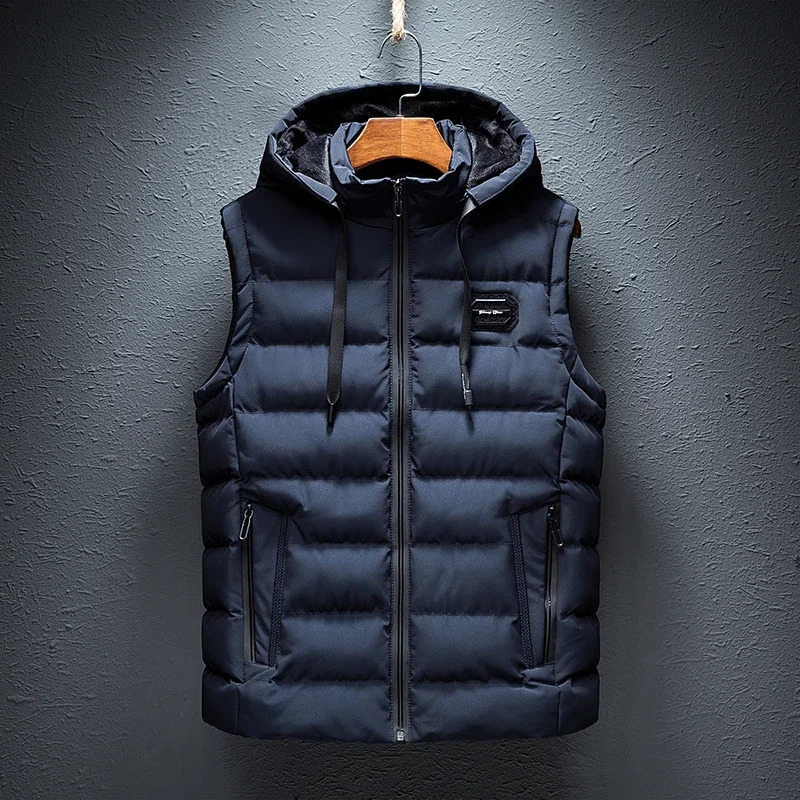 Mens Jacket Sleeveless Vest Hooded Fashion Casual Coats Male CottonPadded Men Zipper Waistcoats Plus size 6XL 250730