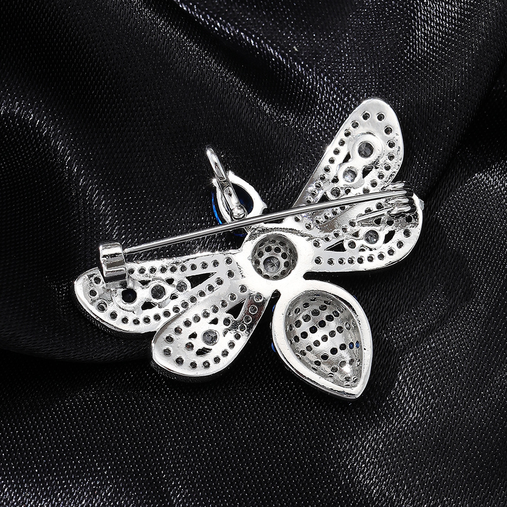 Silver Tone Rhinestone - Encrusted Bee Brooch With Blue Gemstone Accents Elegant Party Jewelry And Gift For Her High Quality And Stylish Jewelry