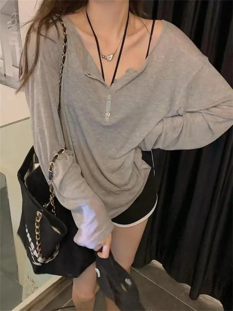 Girls Solid Casual Long Sleeve Tshirt Womens Smock Tops Sexy Thin Transparent Tee Shirts Korean Loose Streetwear 250729