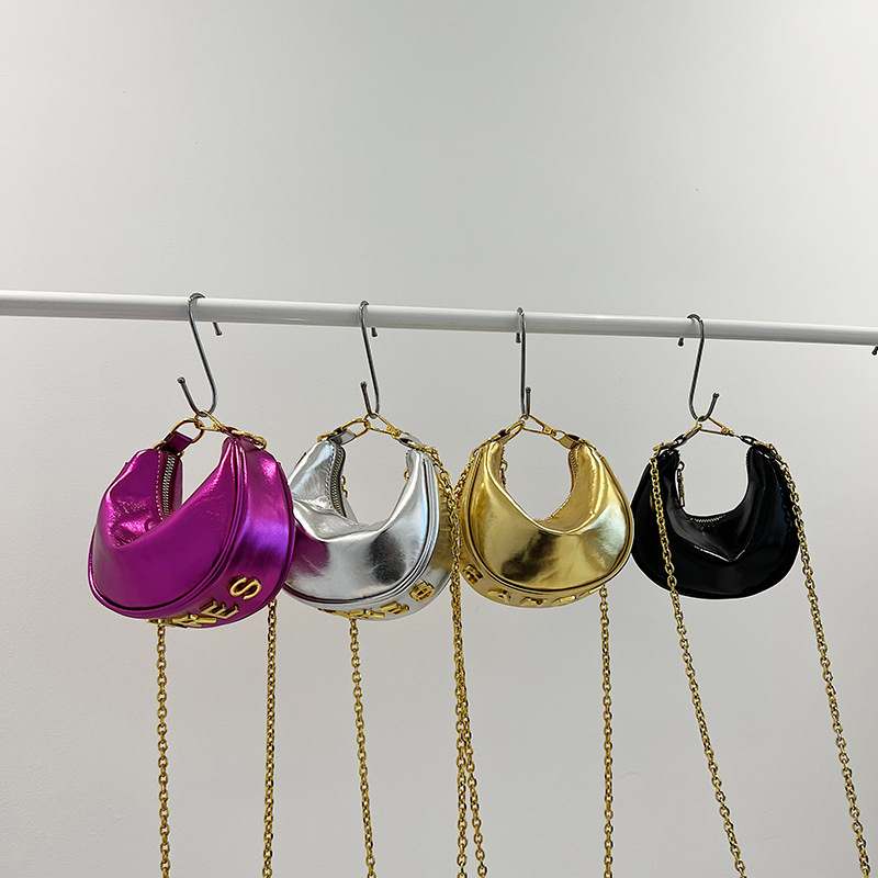 Spring and Summer Original Niche Laser Women's Bag Armpit Dumpling Bag Women's Mini Crescent Shoulder Bag Chain Handbag2025