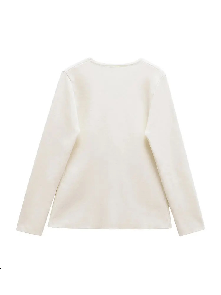 TRZA Women Fashion With Gold Button Knit Cardigan Sweater V Neck Long Sleeve Female Outerwear Chic Tops 250730