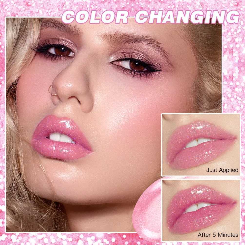 Glitter Lipstick Lip Balm Color Change Transparent Moisturizing Crystal Jelly Pearlescent Lip Plumper Gloss Tint Cosmetic G250729