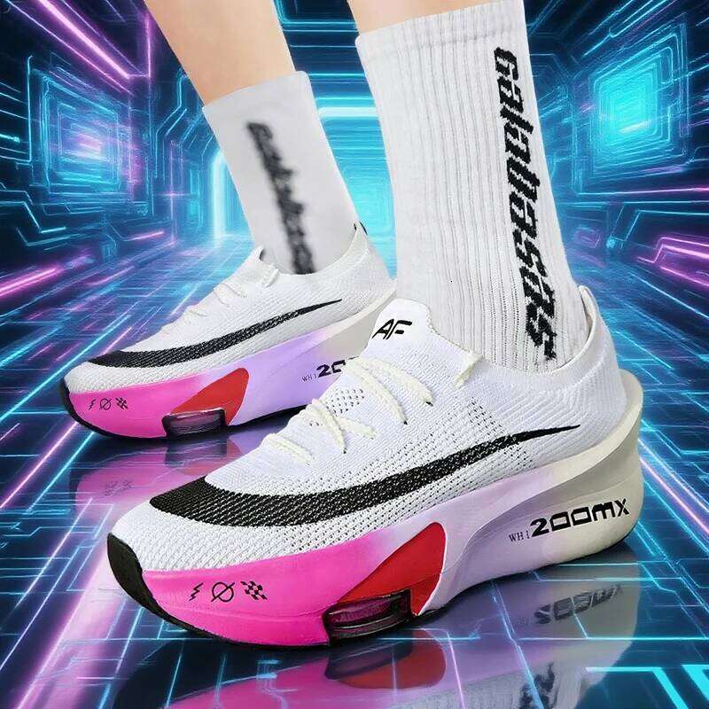 Men Running Shoes Carbon Plate Speciality Marathon Sports Breathable Lightweight Women's Comfortable Nonskid Leisure Sneakers
