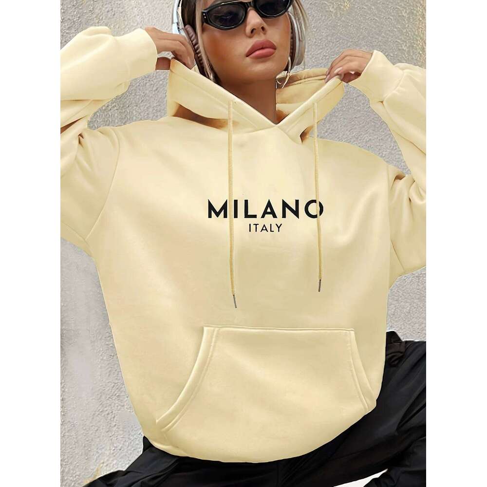 Fashionable Italian Polyester Ladies' Hooded Sweater Comfortable & Stylish Casual Wear