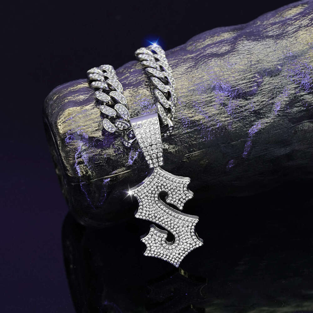 Men's Versatile Hip-Hop Cuban Chain Fashion Personality Full Dia S Letter Pendant