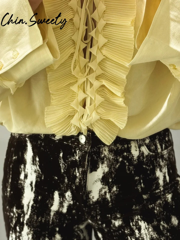 Spring Summer Vacation Womens Casual Solid Shirt Skirt Set V-neck Lace Up Shirts Ruffles Top Pleated Skirts Lady Suit 250725