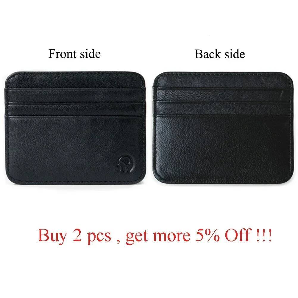 Retro First Layer Cowhide Bag With 7 Slot Super Thin 100% Real Leather Bank Card Holder Coin Purse Sort Wallet