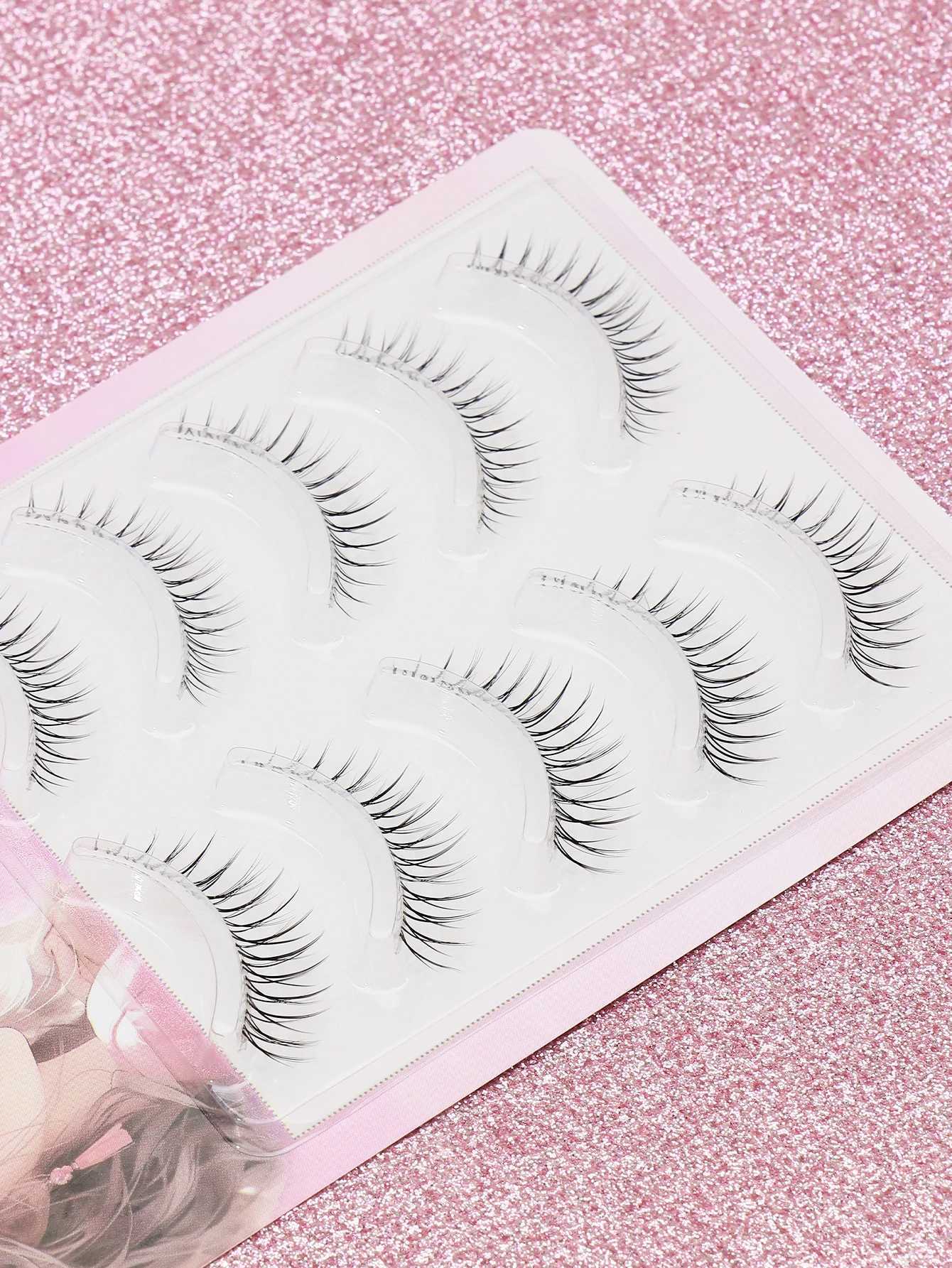 5 Pairs Natural Lashes Faux Mink Eyelashes Winged End Eye Elongated Eyelashes Natural Long Full False Lashes Makeup Z250731