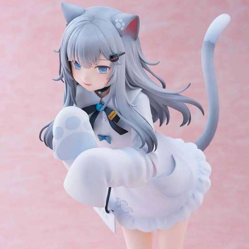 PVC Action Figure Toys 21CM Collection Kawaii Gift Model Desktop Decoration Cute Cat Ears Beautiful Girl Anime