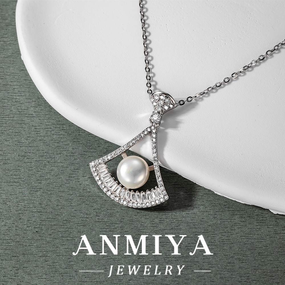 Custom Luxury 925 Silver Plated Jewelry Statement Necklace for Evening Occasions with Crystal Rhinestones and Pearl Accents