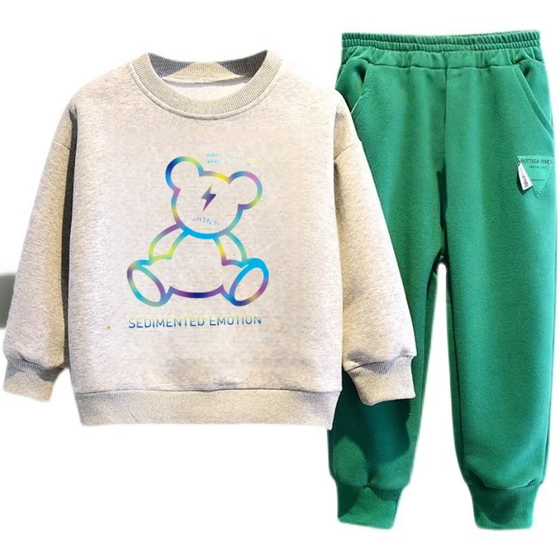 Autumn Children Boy Clothes Set Kid Girls Cartoon Printed Sweatshirts Pullover Top And Pants Suit Long Sleeve Tracksuits 250729