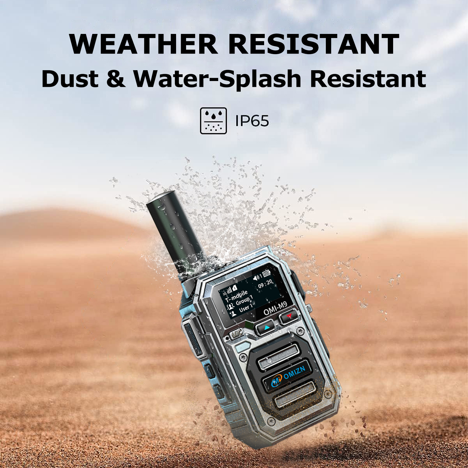 OMIZN M9 4G PoC Global Walkie Talkie Unlimited Range AES256 Type-C Charger AI Noise Reduction IP65 200CH Pre-installed SIM Card 10000 Miles Silver
