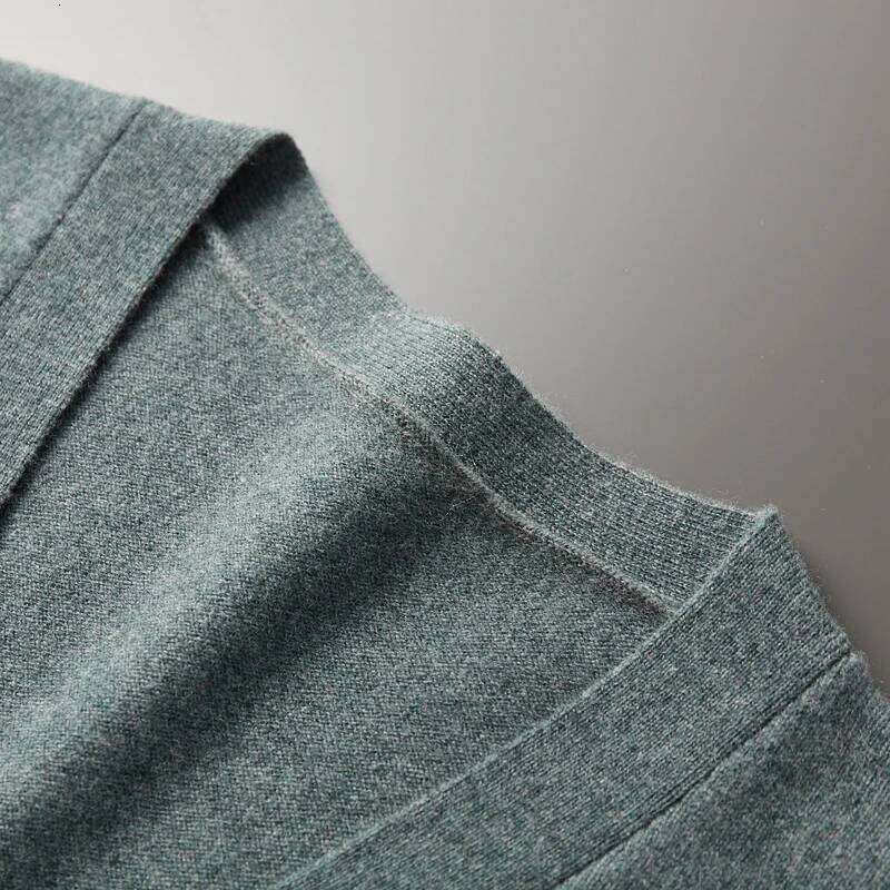 New Men's 100% Pure Merino Wool Sweater Jacket V-Neck Knitted Cardigan Autumn Winter Solid Color Top Casual Basic All-Match MDNG