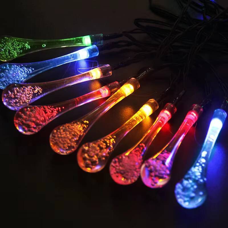 Christmas Decoration Water Drop LED Solar Powered Multicolor Light Waterproof Outdoor RGB Fairy String Lights