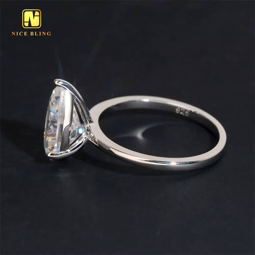 Big VVS Moissanite Diamond 4CT Fashion Jewelry Pear Cut Wedding Ring 925 Sterling Silver Rings Jewelry Engagement Ring for Women