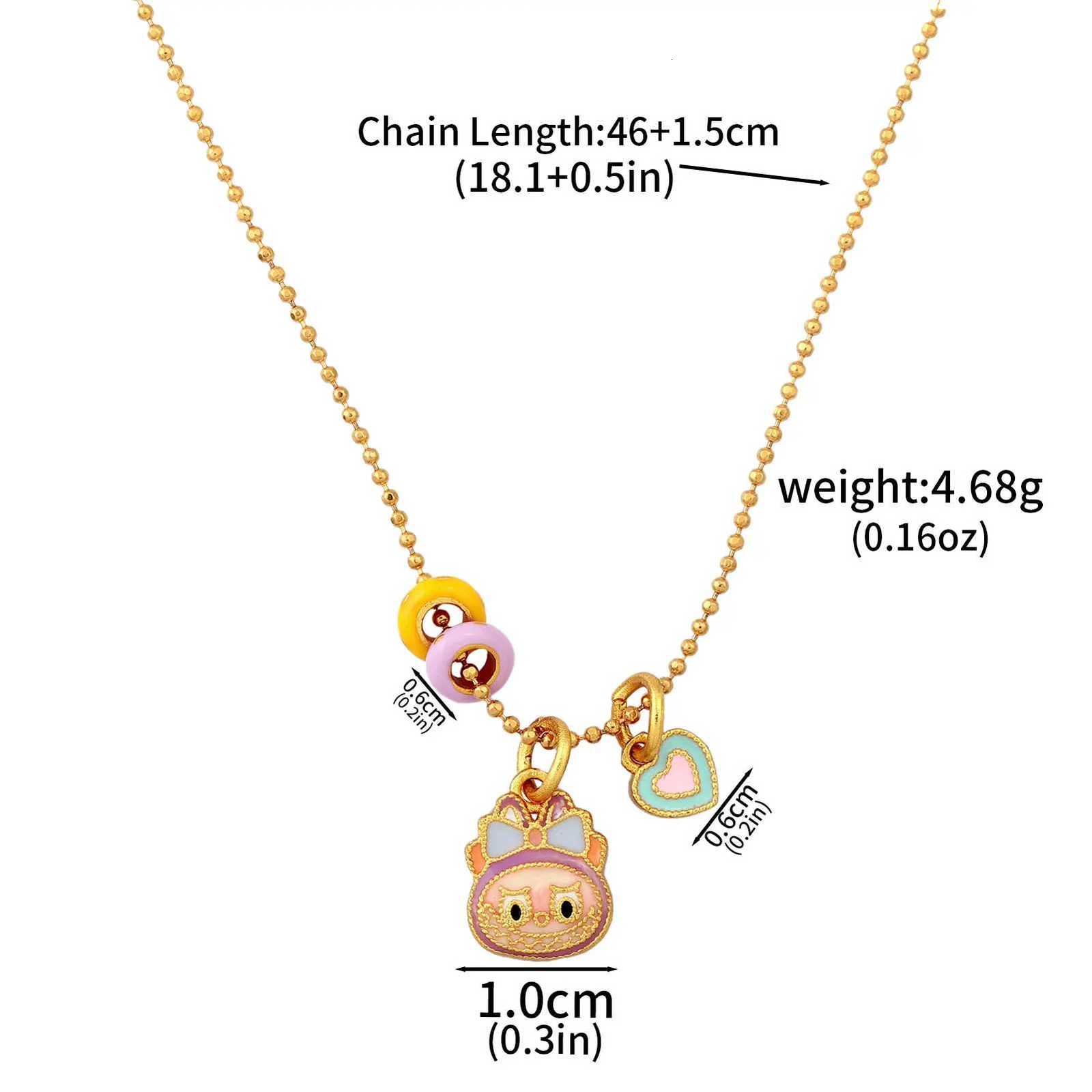 New Cartoon Elf Alloy Oil Drip Pendant Necklace Fashion Versatile Delicate Collar Chain Jewelry Set for Women Y250730