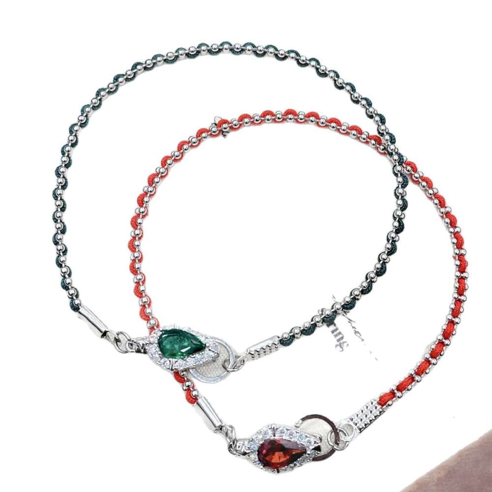 Year of the Zodiac Red Emerald Snake Rope Braided Bracelet for Women New Chinese Style Light Trendy Jewelry 2d5