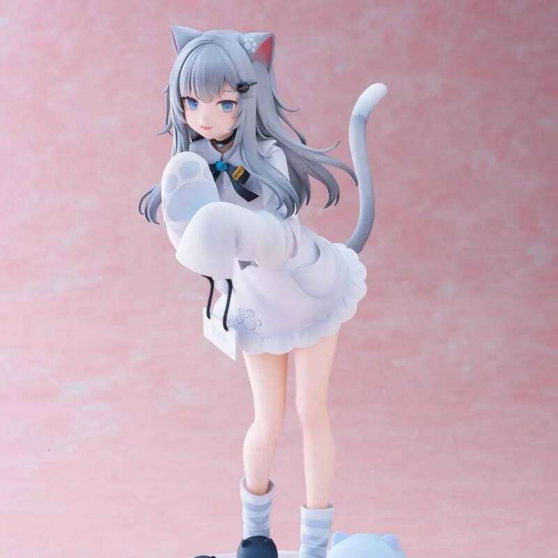 PVC Action Figure Toys 21CM Collection Kawaii Gift Model Desktop Decoration Cute Cat Ears Beautiful Girl Anime