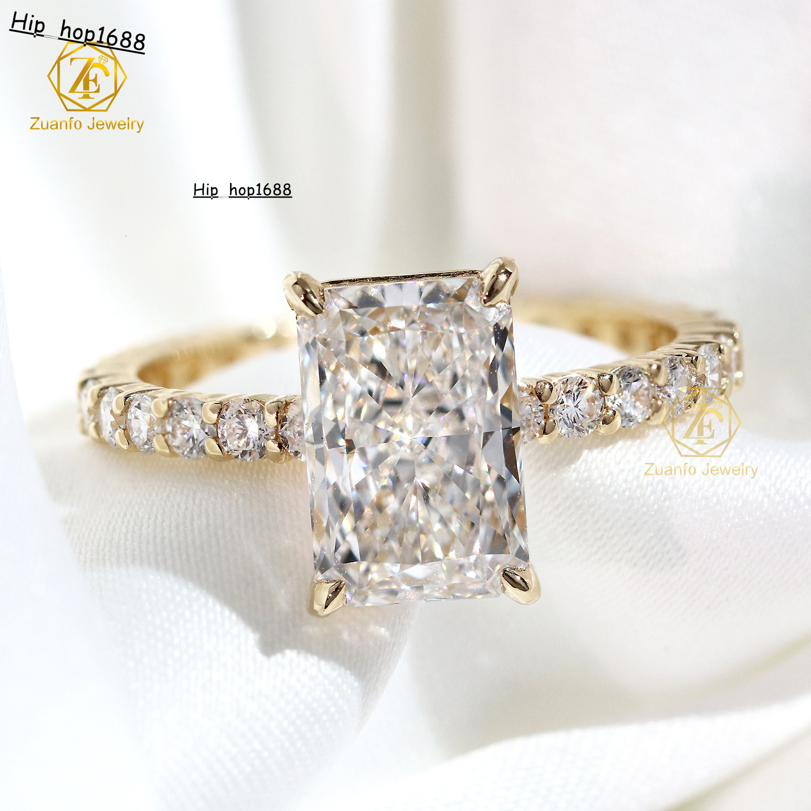 Factory Price 1CT 1.5CT Radiant Cut 14K Gold Engagement Ring IGI Certified Cvd Lab Grown Created Diamond Ring for Women