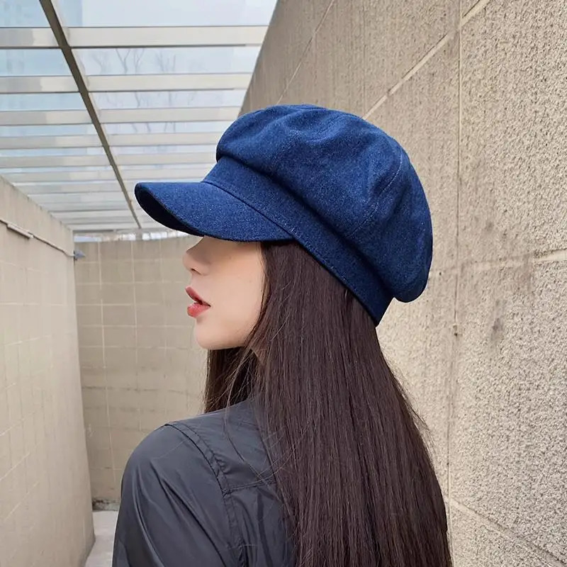 Octagonal Hats Summer Denim Beret Hat Cowboy Cap sboy Gatsby Cap Octagonal Baker ed Beret Driving Hats 250729