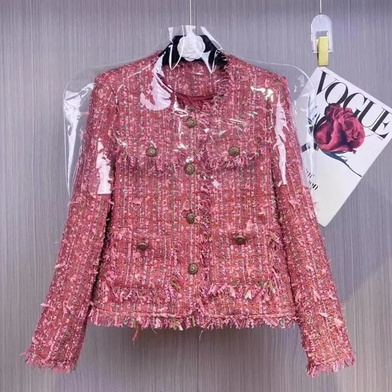 Spring Autumn Coat Women n Sense Korean Overcoat Fragrance Jacket Tweed Temperament Outwear Slim Fashion Top Female 250730