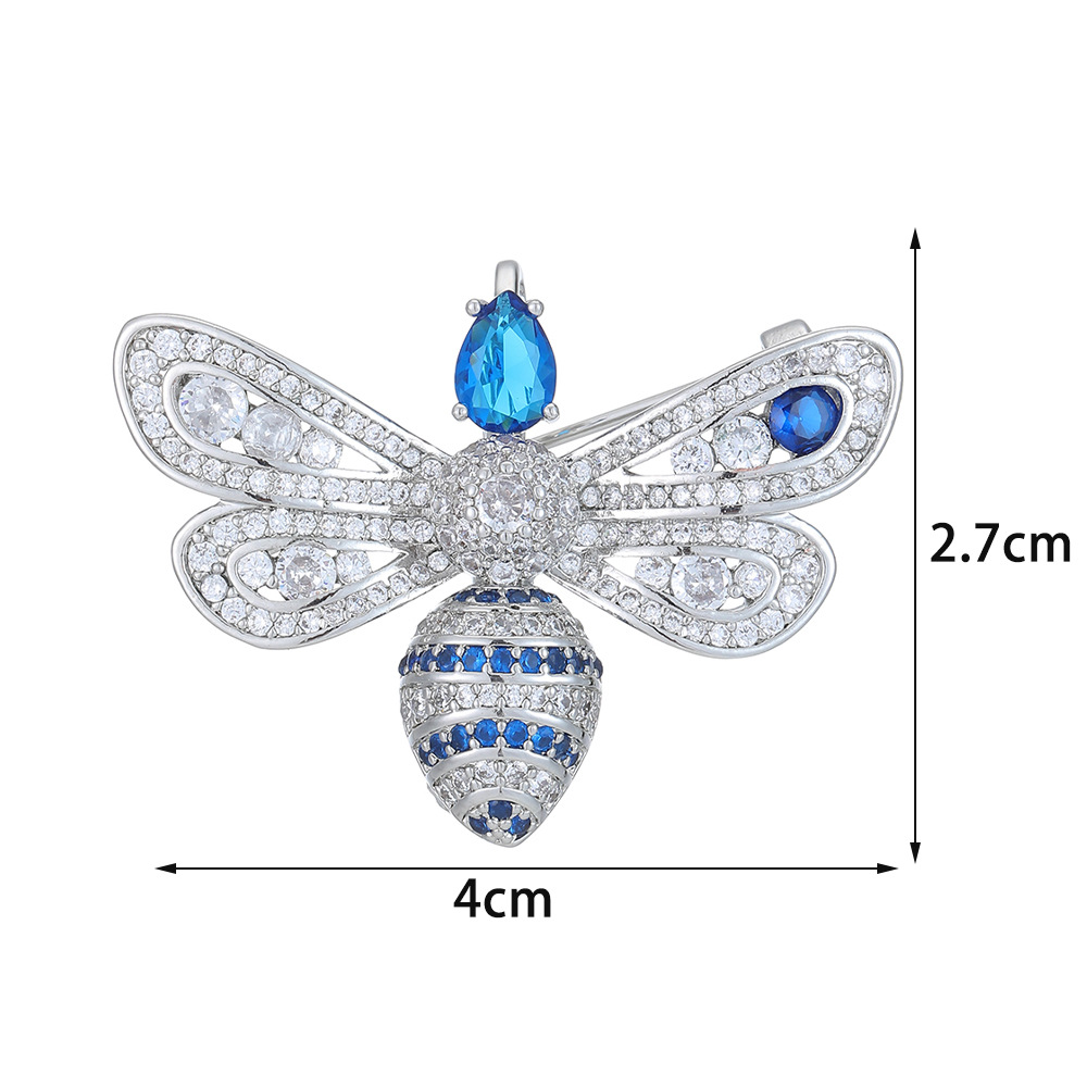 Silver Tone Rhinestone - Encrusted Bee Brooch With Blue Gemstone Accents Elegant Party Jewelry And Gift For Her High Quality And Stylish Jewelry